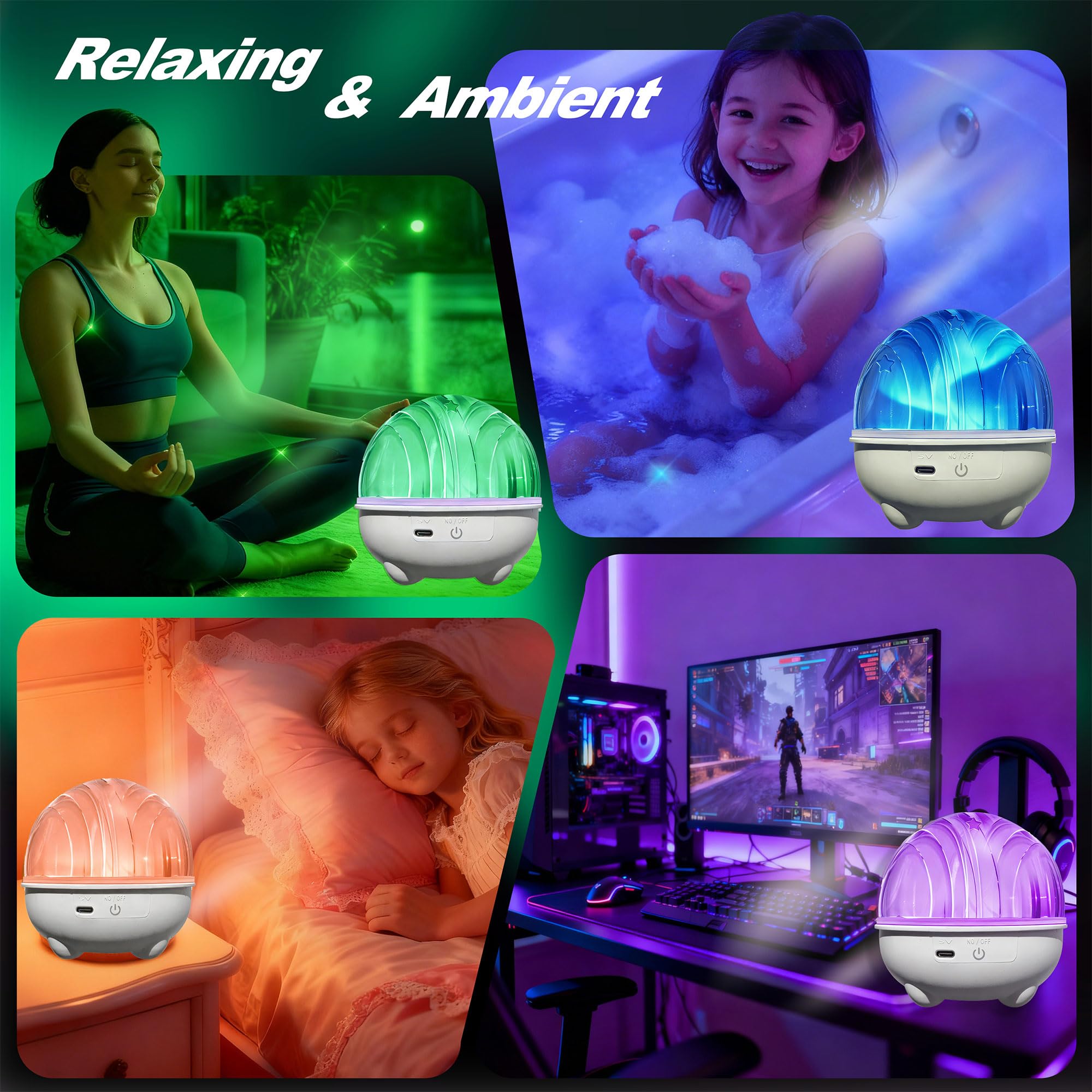 CYSMJDKJ Rechargeable Northern Lights Projector, 16 Color Remote